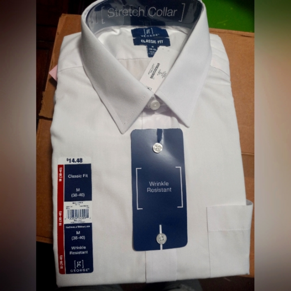 George Classic Fit Med Long Sleeve White Button Up